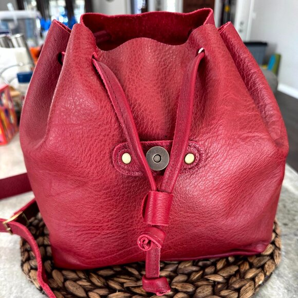 Portland Leather Goods Bucket Backpack Chili Red Excellent Condition main image 6